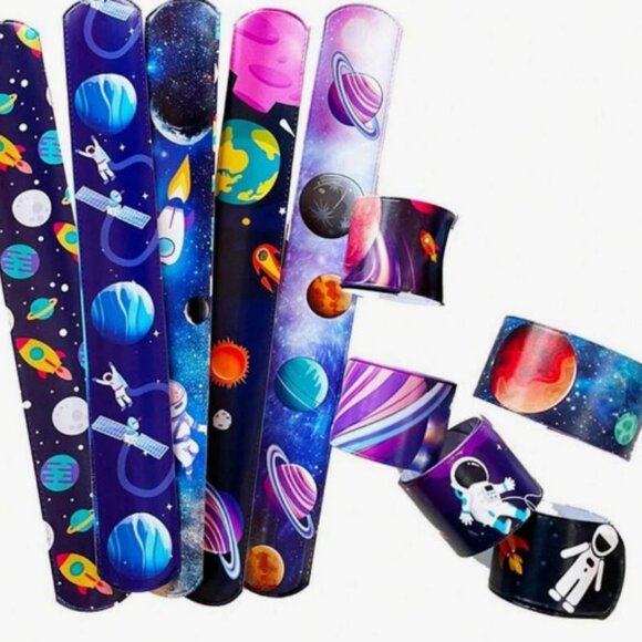 This product is a set of silicone bracelets with a space-themed design featuring - Picture 3 of 3